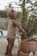 Cotton Popcorn Knit Baby Outfit - Romper & Bonnet Set - Image 7