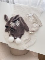 Alpaca Blend Bunny Romper Set – Genuine Rabbit Fur Bonnet - Image 5