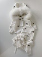 Merino Baby Romper with Fur Trim Hood & Bonnet - Image 9