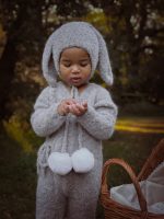 Alpaca Blend Baby Bunny Set – Romper and Bonnet - Image 2