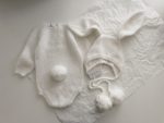 Angora Baby Bunny Romper and Bonnet – Cream Knit Outfit - Image 4