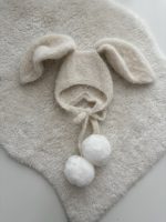 Alpaca Baby Bunny Bonnet – Rabbit Fur Pom Poms, Photo Prop - Image 4