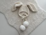 Alpaca Baby Bunny Bonnet – Rabbit Fur Pom Poms, Photo Prop