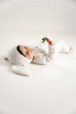 Alpaca Knit Baby Bunny Outfit – Romper and Bonnet Set - Image 6
