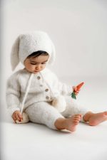 Alpaca Knit Baby Bunny Outfit – Romper and Bonnet Set - Image 9