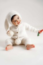 Alpaca Knit Baby Bunny Outfit – Romper and Bonnet Set