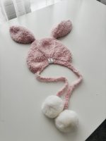 Alpaca Baby Bunny Bonnet – Pink Knit Hat with Fur Pompoms, 6-9 Months - Image 6