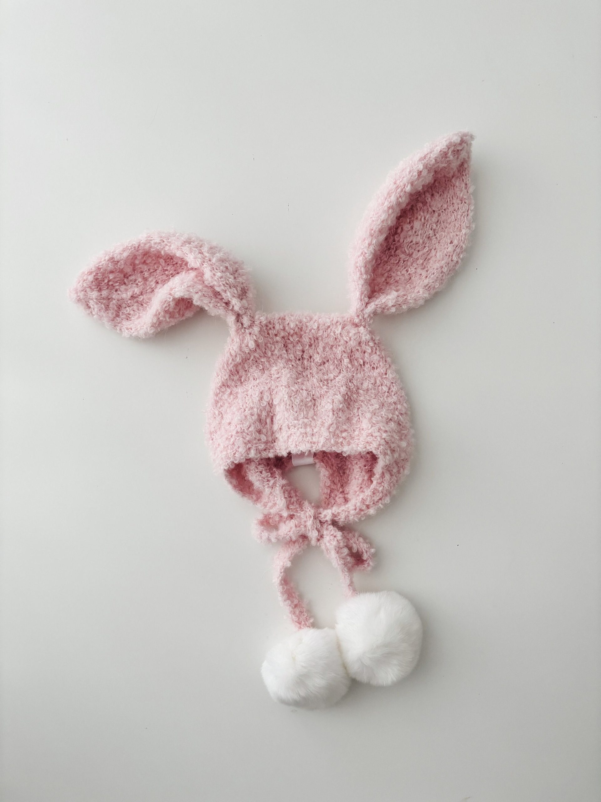 il_fullxfull.5680764132_56u4 Alpaca Baby Bunny Bonnet – Pink Knit Hat with Fur Pompoms, 6-9 Months - Image 1