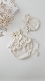 Merino Baby Romper and Bonnet Set – Knit Sleeveless Outfit - Image 9