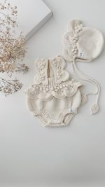 Merino Baby Romper and Bonnet Set – Knit Sleeveless Outfit - Image 5