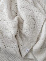 Cream Alpaca Baby Blanket – Hand-Knitted, Genuine Fur Pom Poms - Image 6