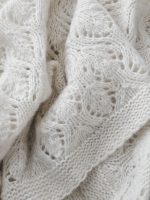 Hand Knit Cream Alpaca Baby Blanket – Genuine Fur Pom Poms - Image 4