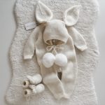 Knit Alpaca Baby Bunny Outfit – Bonnet & Booties Set