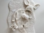 Knit Alpaca Baby Bunny Outfit – Bonnet & Booties Set - Image 2