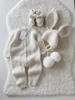 Knit Alpaca Baby Bunny Outfit – Bonnet & Booties Set - Image 9