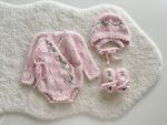 Angora Baby Romper Set – Bonnet and Booties, Newborn Outfit - Image 3