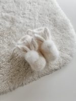 Angora Bunny Booties (0-3 Months) – Milky White Baby Shoes - Image 6