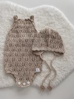 Knitted Baby Romper and Bonnet Set - 100% Cotton - Image 6