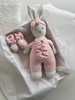 Crochet Bunny Toy – 100% Merino Wool, Pink Outfit - Image 6