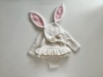 Angora Baby Romper and Bunny Bonnet Set – Ruffle Photo Props - READY TO SHIP - Image 4