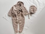Merino Baby Girl Outfit – Beige Romper and Bonnet Set - Image 8