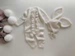 Baby Romper and Bunny Bonnet Set – Merino Mohair Knit Outfit