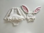 Angora Baby Romper and Bunny Bonnet Set – Ruffle Photo Props - READY TO SHIP - Image 3