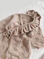 Merino Baby Girl Outfit – Beige Romper and Bonnet Set - Image 4