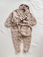 Merino Baby Girl Outfit – Beige Romper and Bonnet Set - Image 7