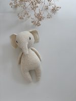 Hand Knitted Lambswool Baby Outfit – Sweater, Pants & Elephant Toy - Image 8