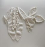 Baby Romper and Bunny Bonnet Set – Merino Mohair Knit Outfit - Image 4