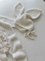 Baby Romper and Bunny Bonnet Set – Merino Mohair Knit Outfit - Image 2