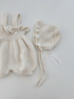 Baby Girl Alpaca Romper and Bonnet Set - Cream Sleeveless Outfit - Image 9