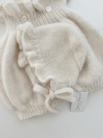 Baby Girl Alpaca Romper and Bonnet Set - Cream Sleeveless Outfit - Image 8