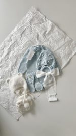 Baby Cotton Knit Romper, Bonnet and Socks Set, Photo Prop - Image 2