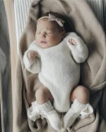 Baby Alpaca Knit Romper Set – Newborn Photo Prop, Cream Bonnet & Socks - Image 4