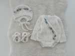 Angora Baby Romper Set – Floral Bonnet & Booties, Newborn Outfit - Image 5