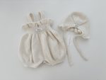 Baby Girl Alpaca Romper and Bonnet Set - Cream Sleeveless Outfit - Image 5