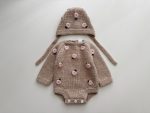 Merino Wool Baby Romper and Bonnet Set: Embroidered Newborn Outfit - Image 5