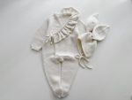 Merino Baby Romper and Bunny Bonnet Set - Knit Outfit (3-6 Months)