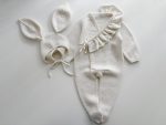 Merino Baby Romper and Bunny Bonnet Set - Knit Outfit (3-6 Months) - Image 8