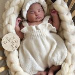 Baby Girl Alpaca Romper and Bonnet Set - Cream Sleeveless Outfit