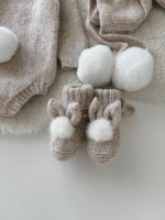 Alpaca Beige Knit Bunny Outfit – Bonnet, Romper & Booties - Image 8