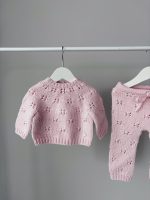 Pale Pink Merino Wool Baby Set – Hand Knit Sweater, Pants & Elephant Toy - Image 7