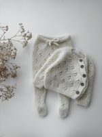 Alpaca Baby Sweater and Footed Pants Set – Cream Knit Outfit - Image 3