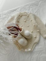 Merino Wool Baby Outfit – Popcorn Romper, Booties & Bonnet Set - Image 7