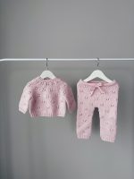 Pale Pink Merino Wool Baby Set – Hand Knit Sweater, Pants & Elephant Toy - Image 5