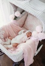 Knit Baby Romper Set – Alpaca Bonnet and Socks, Cream Photo Prop - Image 9