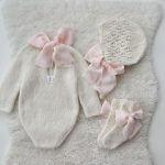 Knit Baby Alpaca Romper, Bonnet & Socks – Cream Newborn Set