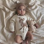 Merino Wool Baby Romper and Bonnet Set – Deer Outfit
